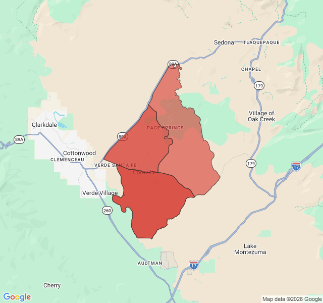 Map of septic coverage in Cornville, AZ
