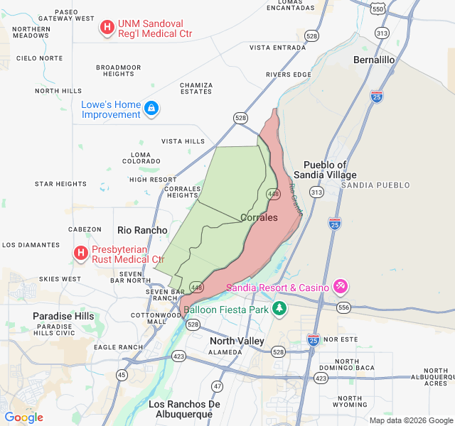 Map of septic coverage in Corrales, NM