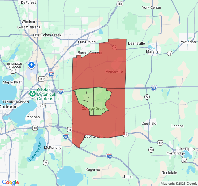 Map of septic coverage in Cottage Grove, WI