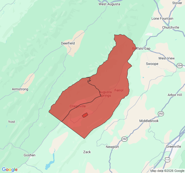 Map of septic coverage in Craigsville, VA