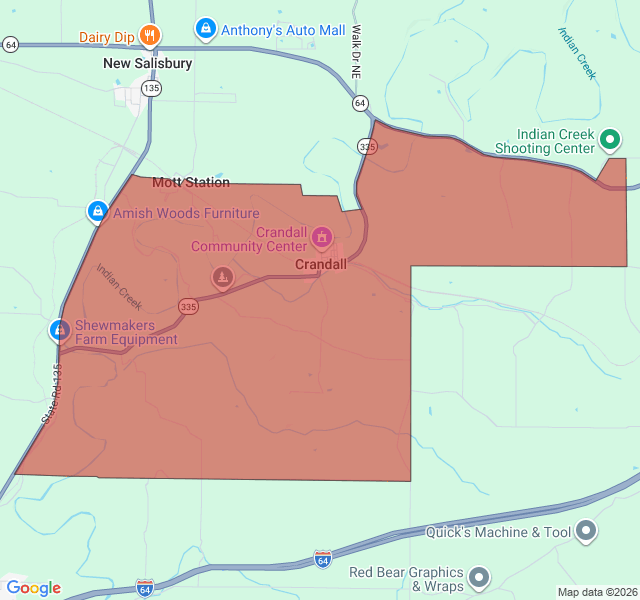 Map of septic coverage in Crandall, IN