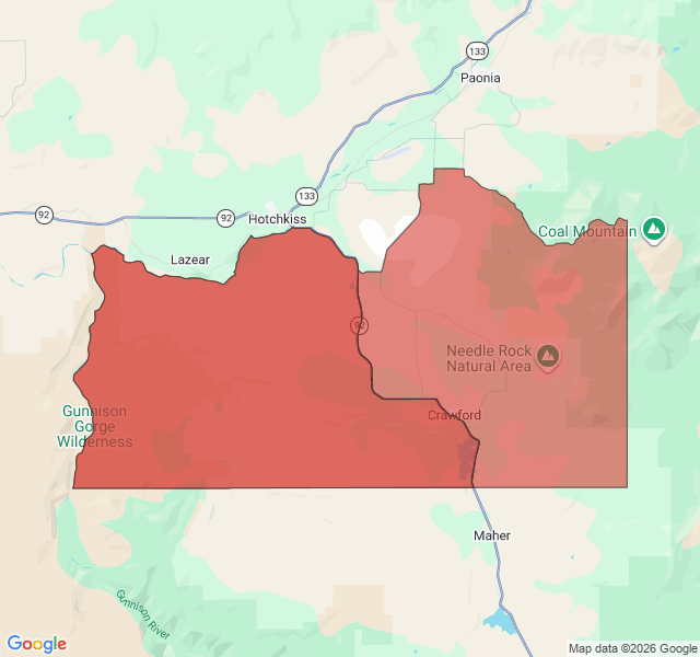 Map of septic coverage in Crawford, CO