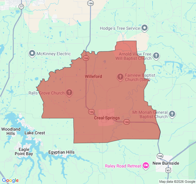 Map of septic coverage in Creal Springs, IL