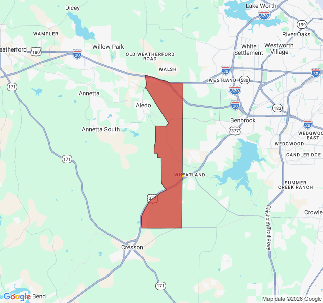 Map of septic coverage in Cresson, TX