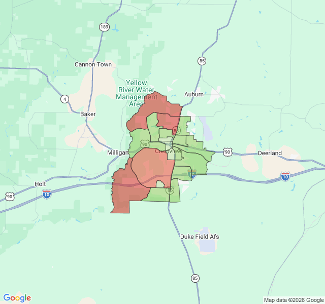 Map of septic coverage in Crestview, FL