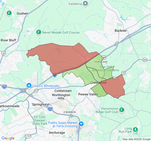 Map of septic coverage in Crestwood, KY