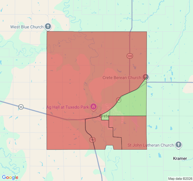 Map of septic coverage in Crete, NE