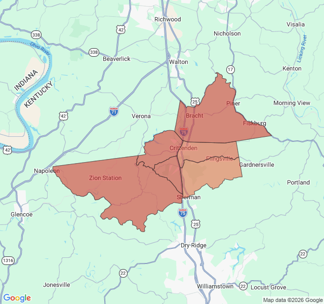 Map of septic coverage in Crittenden, KY