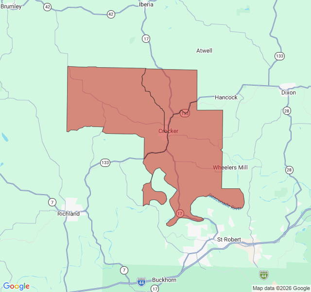 Map of septic coverage in Crocker, MO