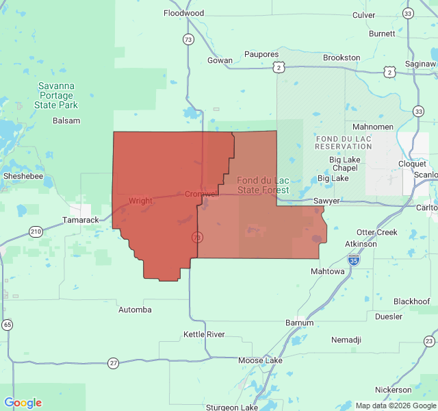 Map of septic coverage in Cromwell, MN