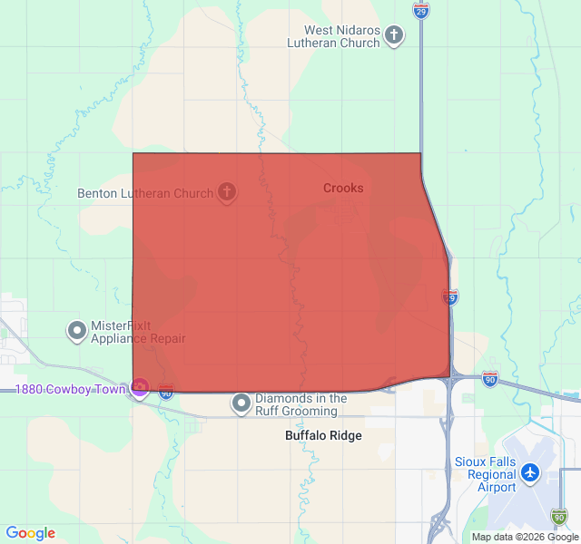 Map of septic coverage in Crooks, SD