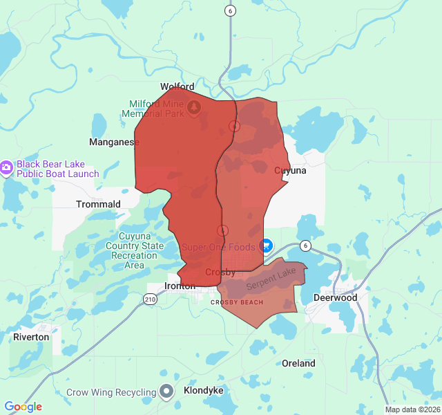 Map of septic coverage in Crosby, MN