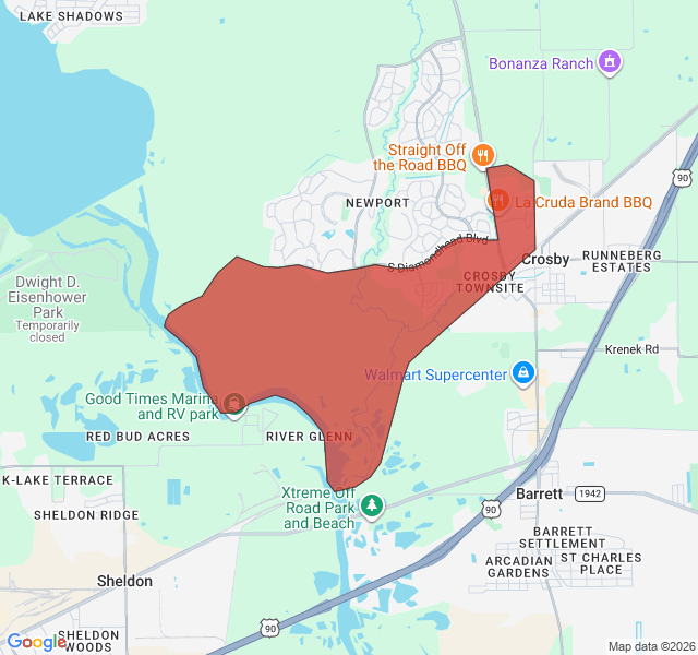 Map of septic coverage in Crosby, TX