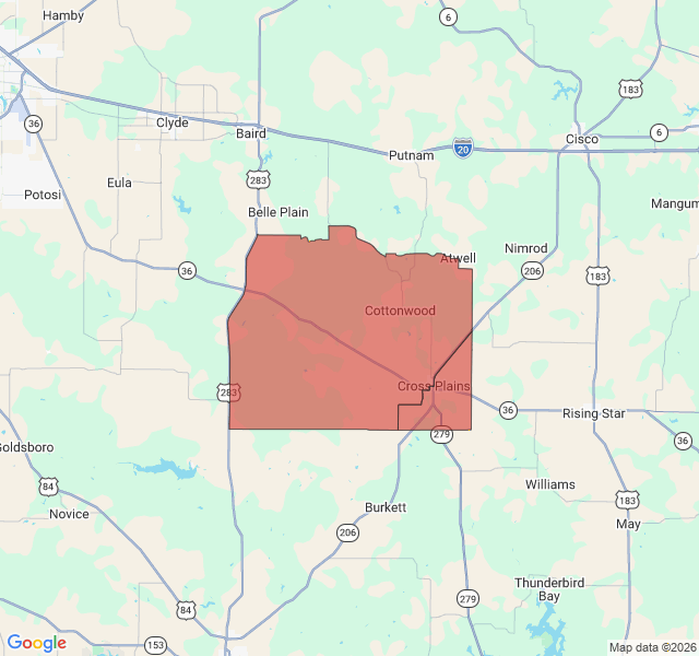 Map of septic coverage in Cross Plains, TX