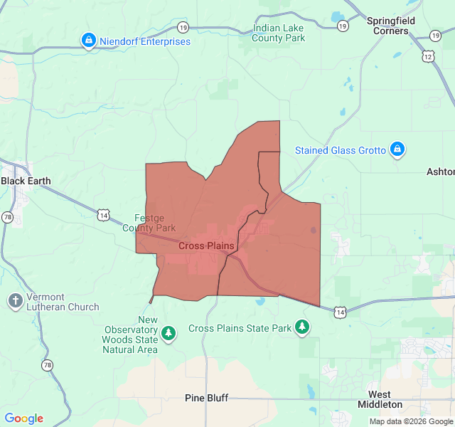 Map of septic coverage in Cross Plains, WI