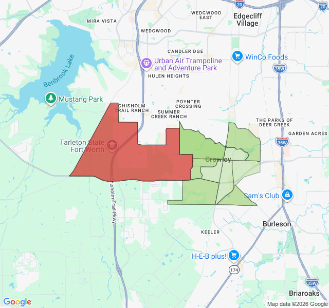Map of septic coverage in Crowley, TX