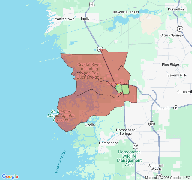 Map of septic coverage in Crystal River, FL