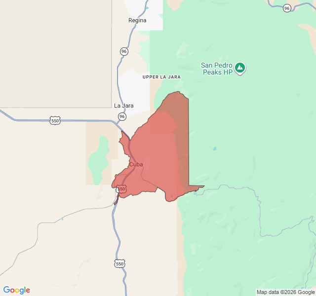 Map of septic coverage in Cuba, NM
