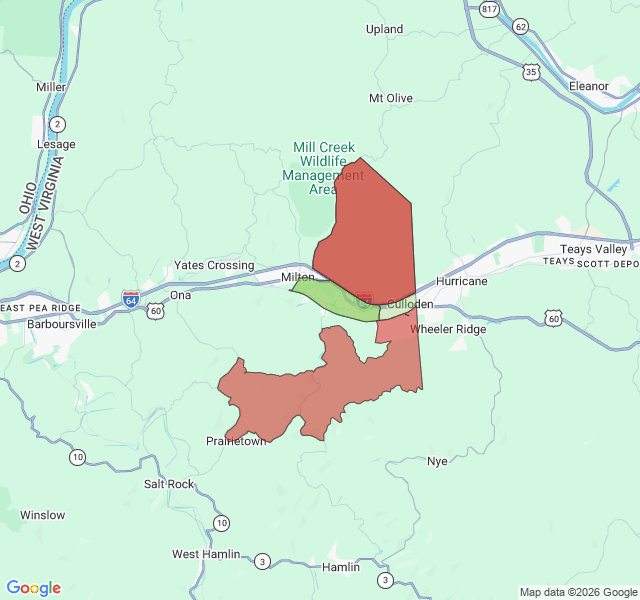 Map of septic coverage in Culloden, WV