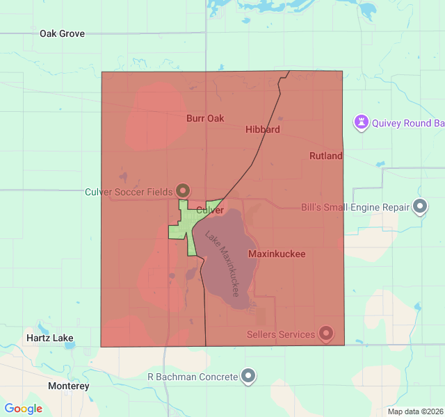 Map of septic coverage in Culver, IN