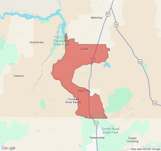 Map of septic coverage in Culver, OR