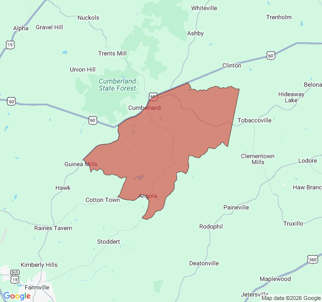 Map of septic coverage in Cumberland, VA