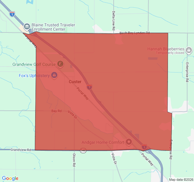 Map of septic coverage in Custer, WA