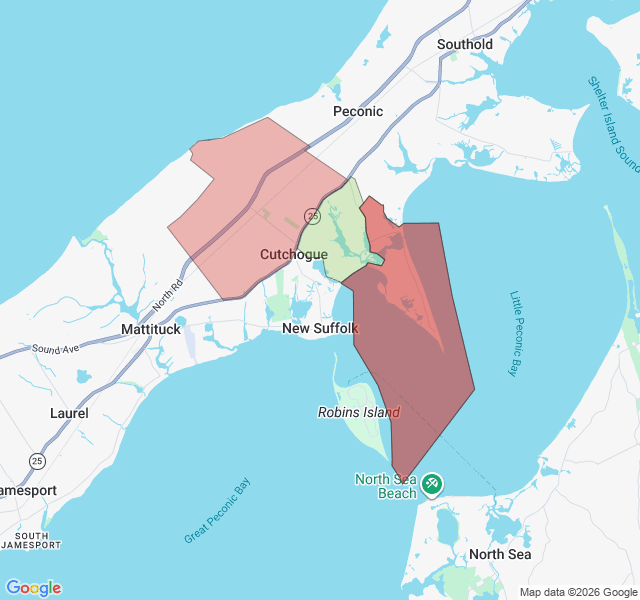 Map of septic coverage in Cutchogue, NY