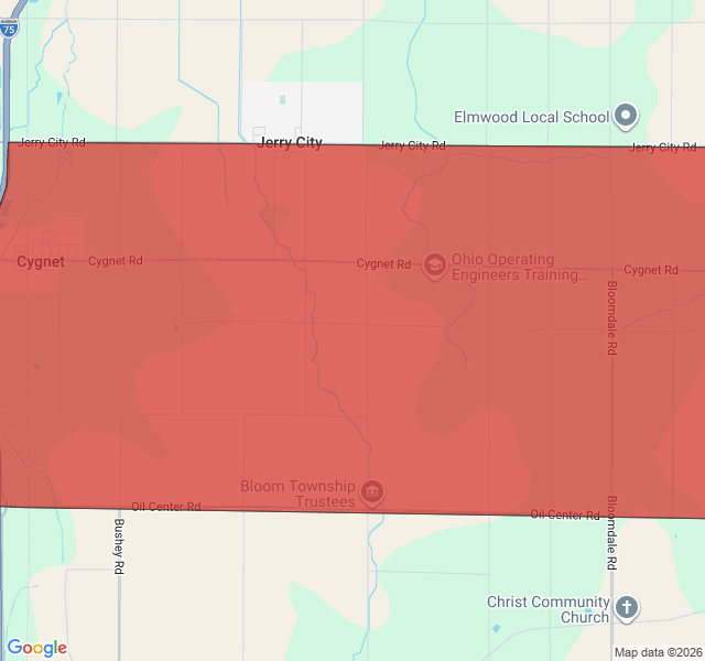Map of septic coverage in Cygnet, OH