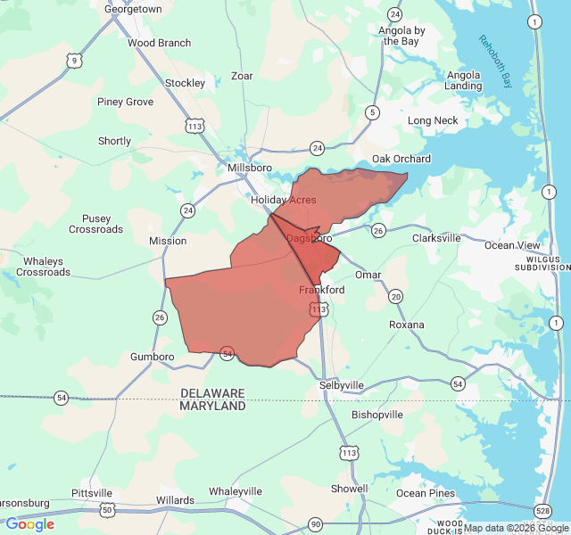 Map of septic coverage in Dagsboro, DE