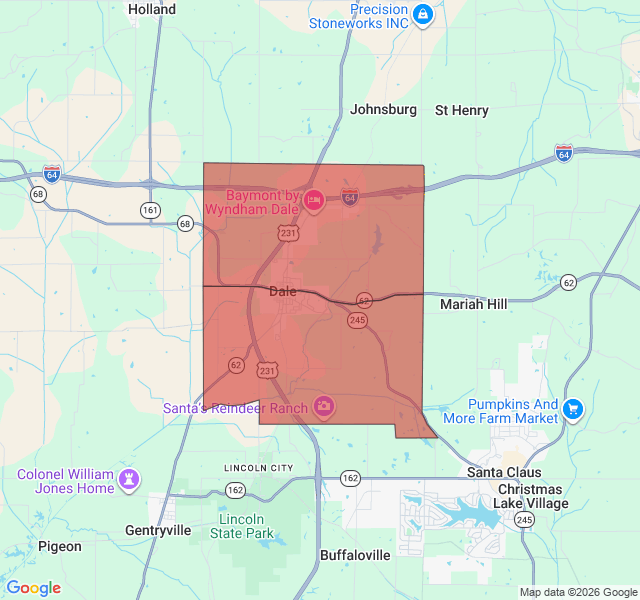 Map of septic coverage in Dale, IN