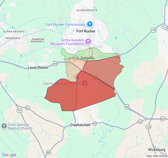 Map of septic coverage in Daleville, AL