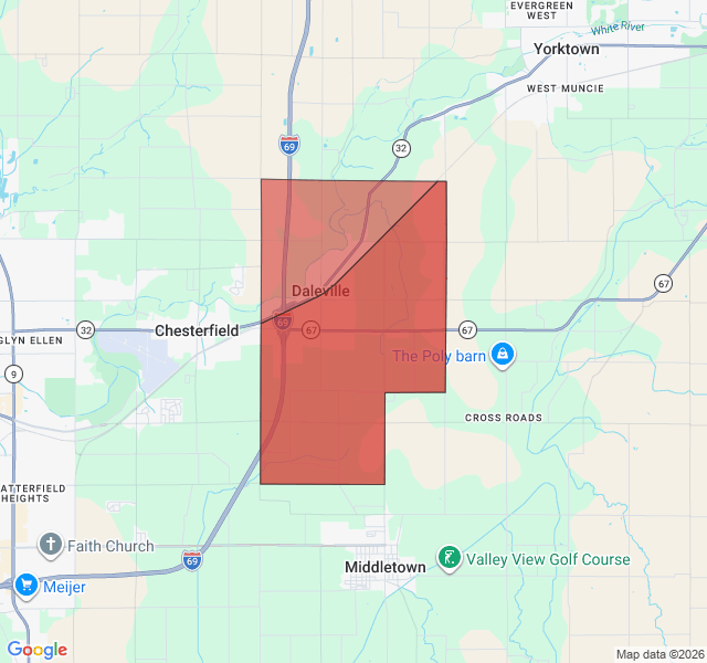 Map of septic coverage in Daleville, IN