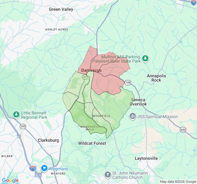 Map of septic coverage in Damascus, MD