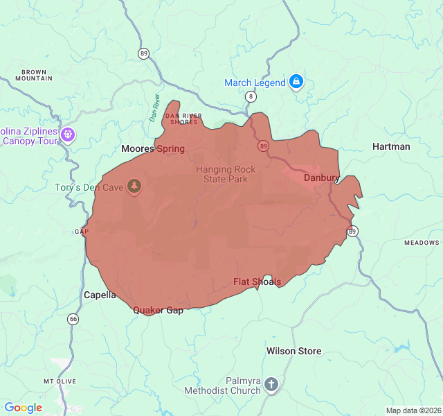 Map of septic coverage in Danbury, NC