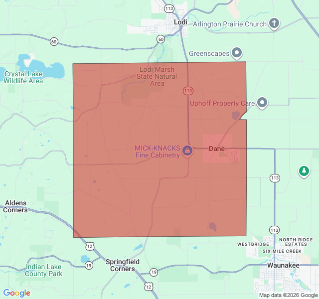 Map of septic coverage in Dane, WI