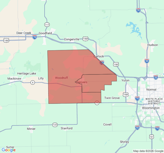 Map of septic coverage in Danvers, IL