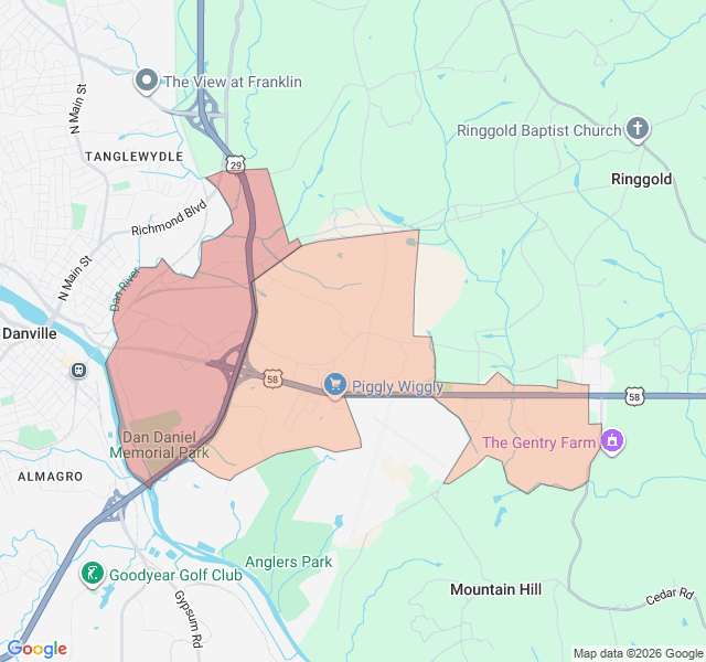 Map of septic coverage in Danville, VA