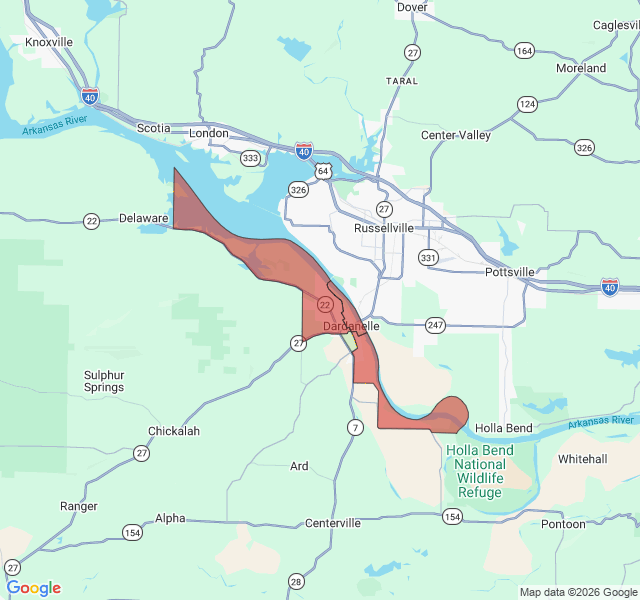 Map of septic coverage in Dardanelle, AR