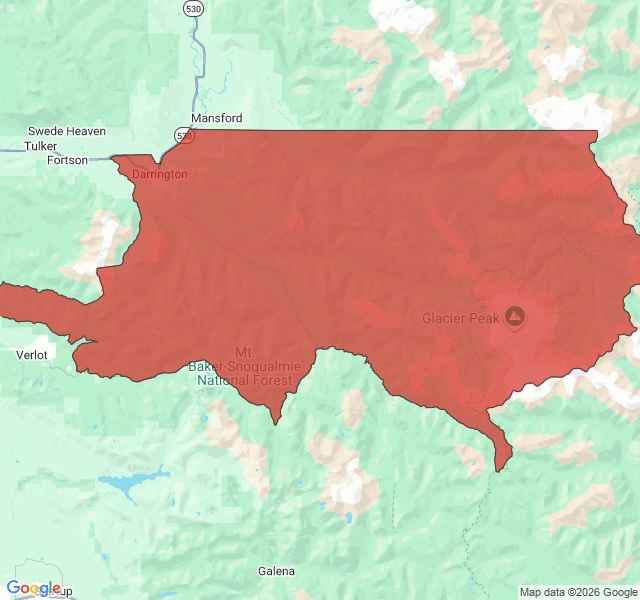 Map of septic coverage in Darrington, WA