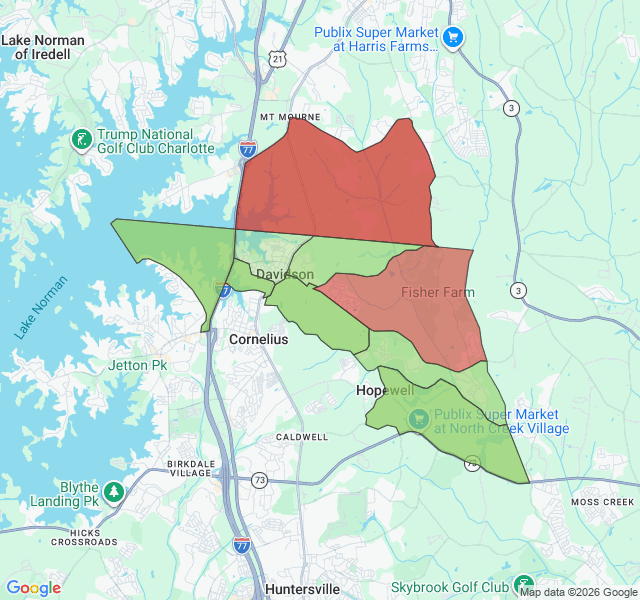 Map of septic coverage in Davidson, NC