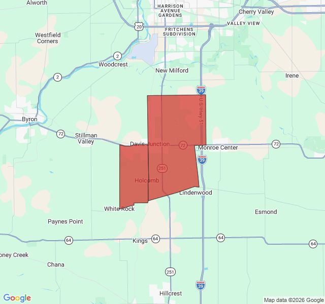 Map of septic coverage in Davis Junction, IL