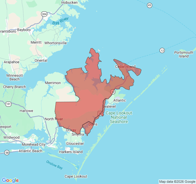Map of septic coverage in Davis, NC