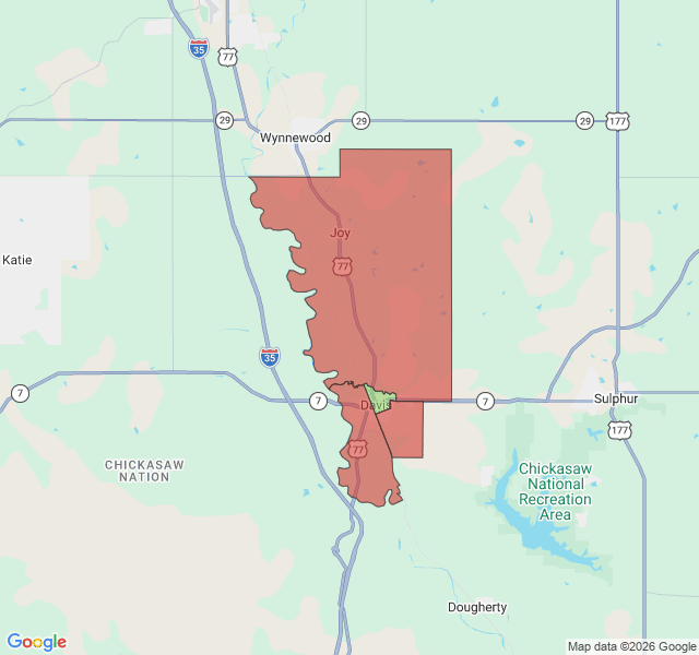 Map of septic coverage in Davis, OK