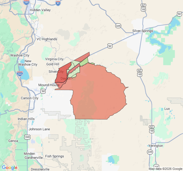 Map of septic coverage in Dayton, NV