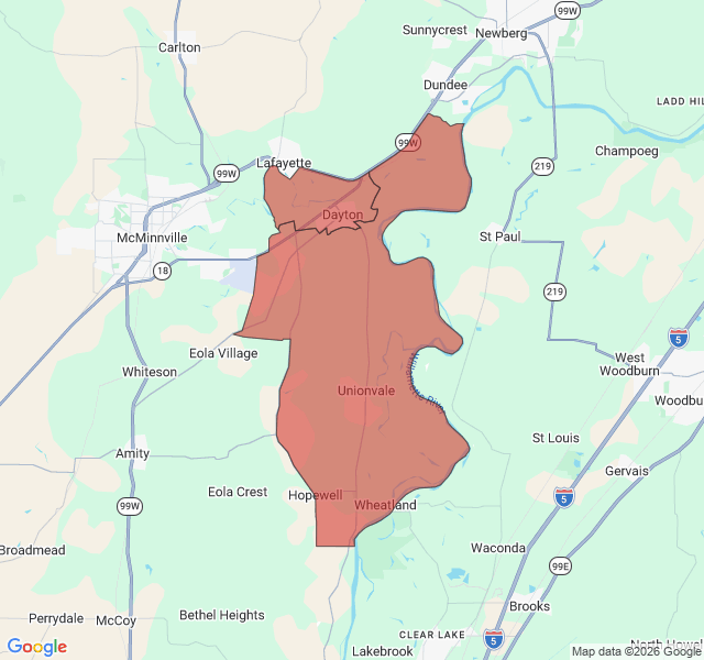 Map of septic coverage in Dayton, OR