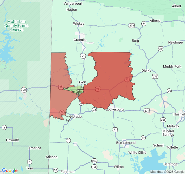 Map of septic coverage in De Queen, AR