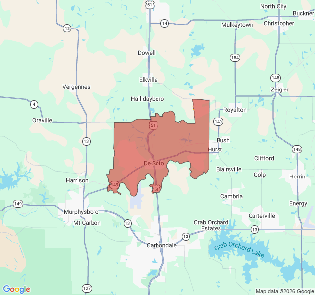 Map of septic coverage in De Soto, IL