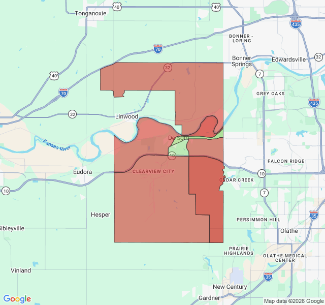 Map of septic coverage in De Soto, KS