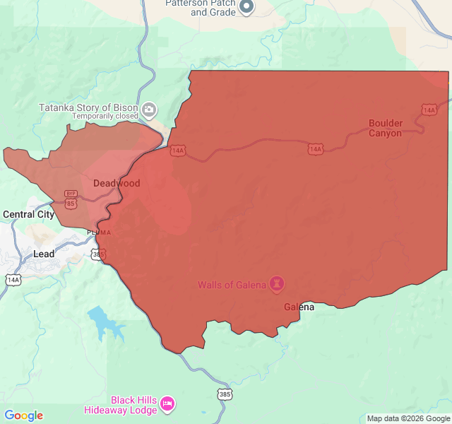 Map of septic coverage in Deadwood, SD